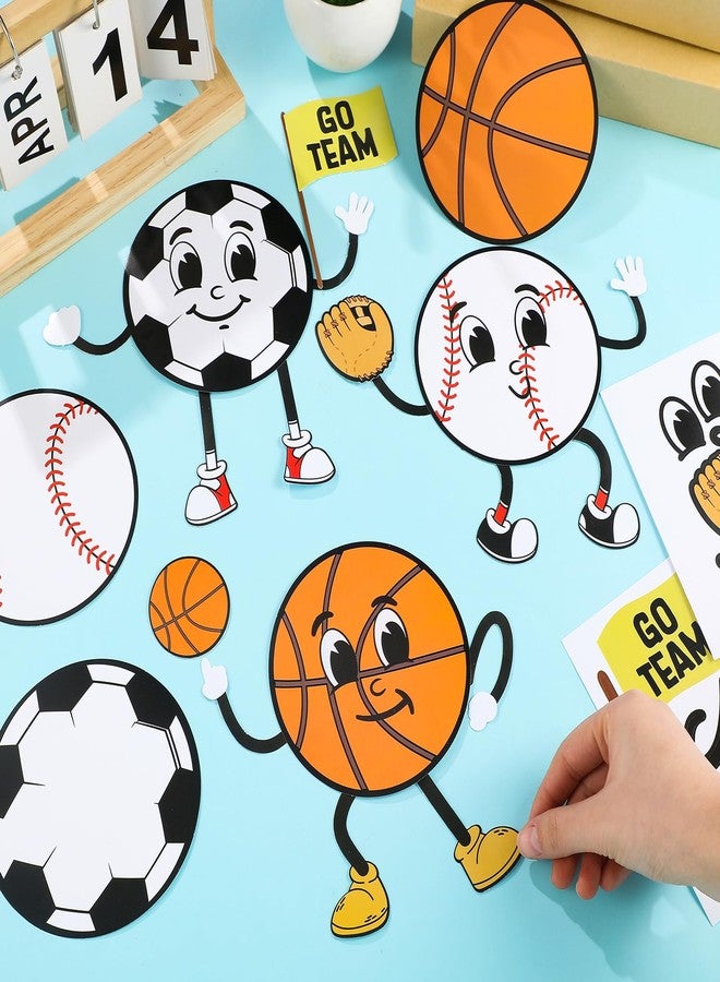 Glenmal 24 Pcs Team Sports Craft Kit Soccer Football Basketball Cutouts Crafts Sports Theme Stickers and Crafts for Baseball Party Favors Birthday Party Supplies Sunday School Activities - Image 4